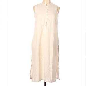 AURELIA Cotton Flax Ivory Casual Summer Beachy Coastal Sleeveless Dress Size L